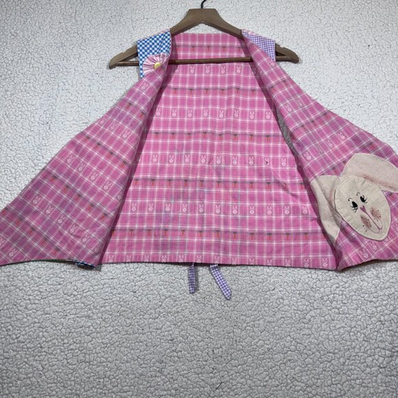 Easter Bunny Womens Handcrafted Reversible Novelty Vest Medium Multicolor Cotton - Picture 4 of 7